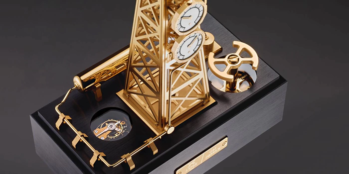 Exclusive table clock "Gaz Derrick" Palladium-plated
